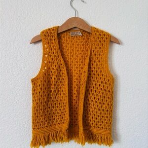 Mustard Yellow Crochet Vest